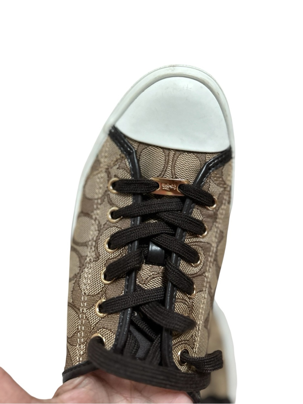 Coach Empire Signature Canvas Low-Top Sneakers — Khaki Brown with White Sole - Picture 5 of 8